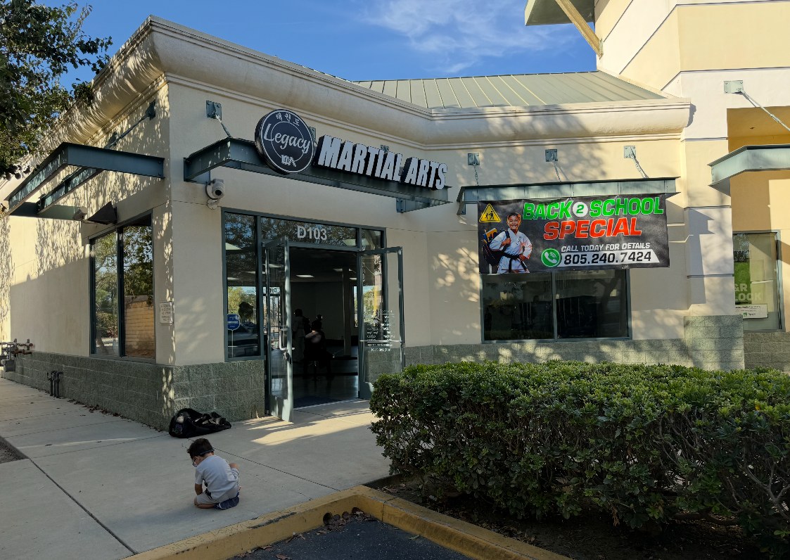 The Legacy Martial Arts storefront entrance in Oxnard, California